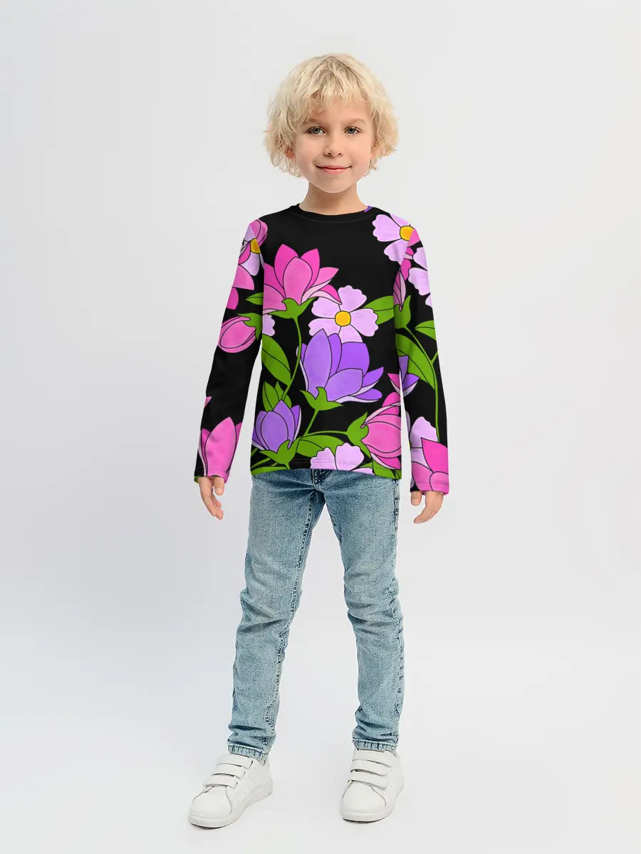 Детский лонгслив / Ночные цветы