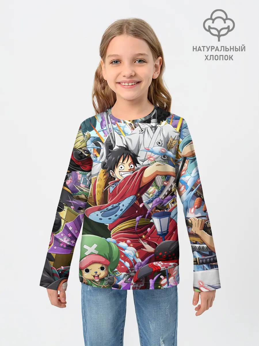 Детский лонгслив / One Piece стикербомбинг