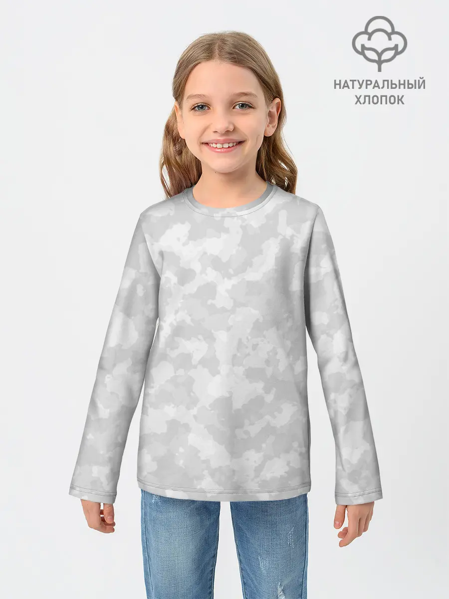 Детский лонгслив / СНЕЖНЫЙ КАМУФЛЯЖ