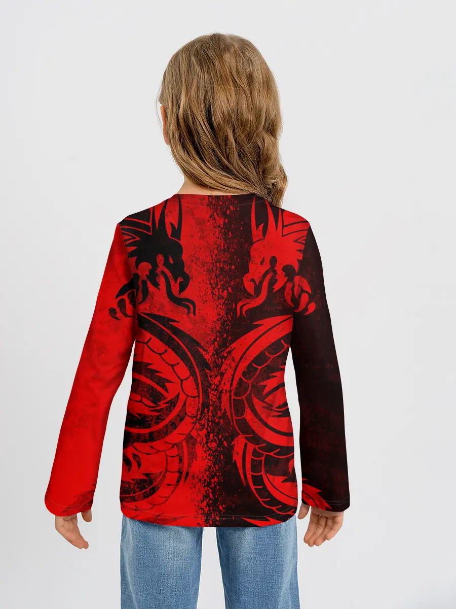 Детский лонгслив / BLACK RED DRAGONS TATOO