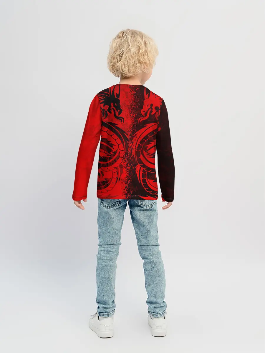 Детский лонгслив / BLACK RED DRAGONS TATOO