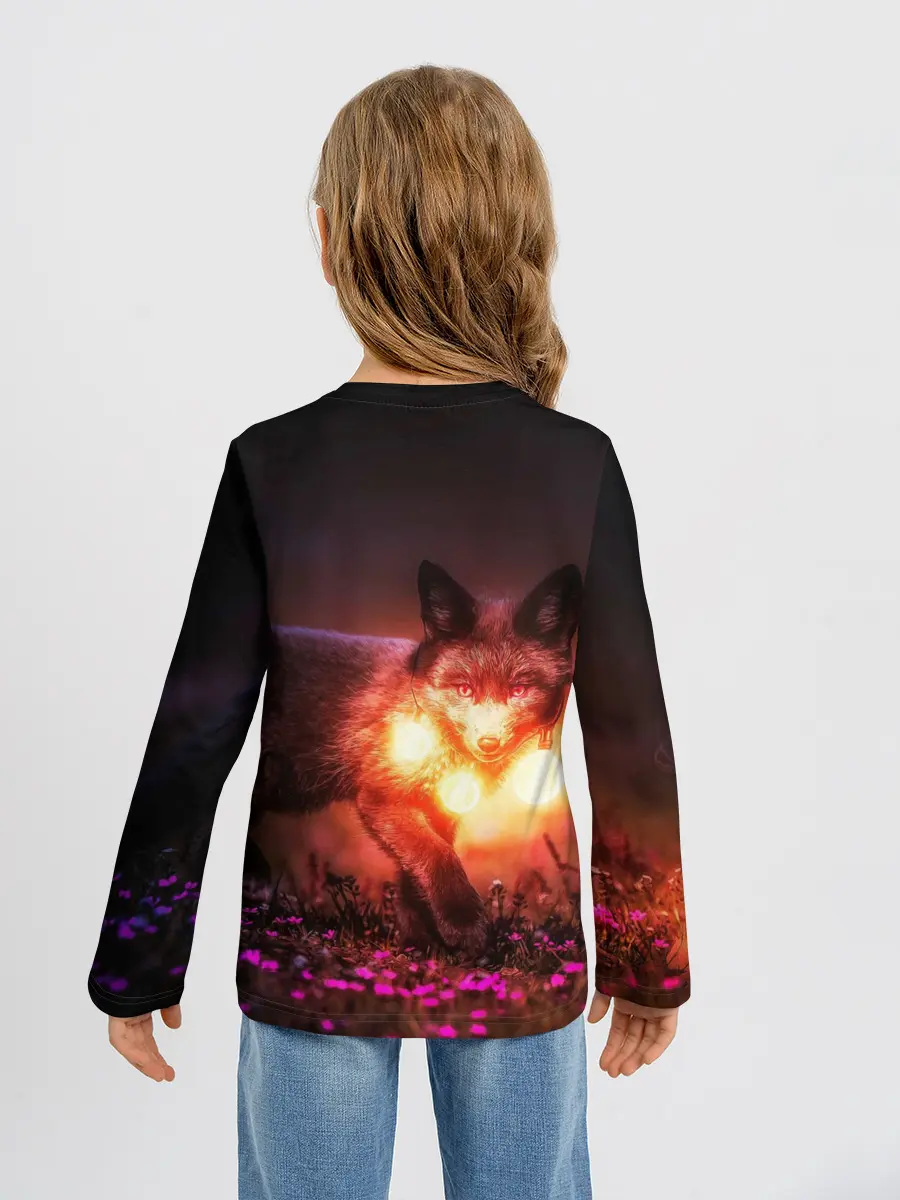 Детский лонгслив / Лисица с фонариками