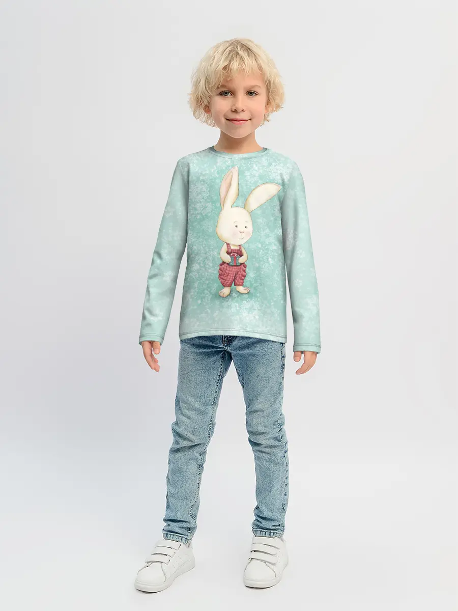 Детский лонгслив / Зайчик с подарком