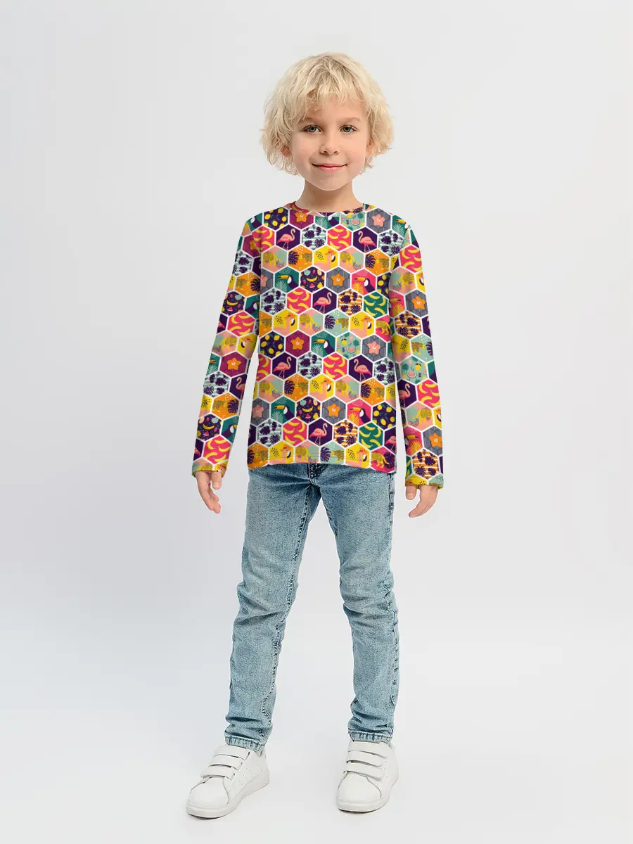 Детский лонгслив / Тропический коллаж