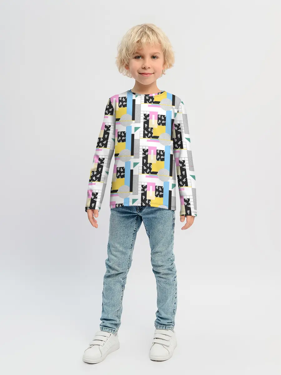 Детский лонгслив / Memphis style geometry