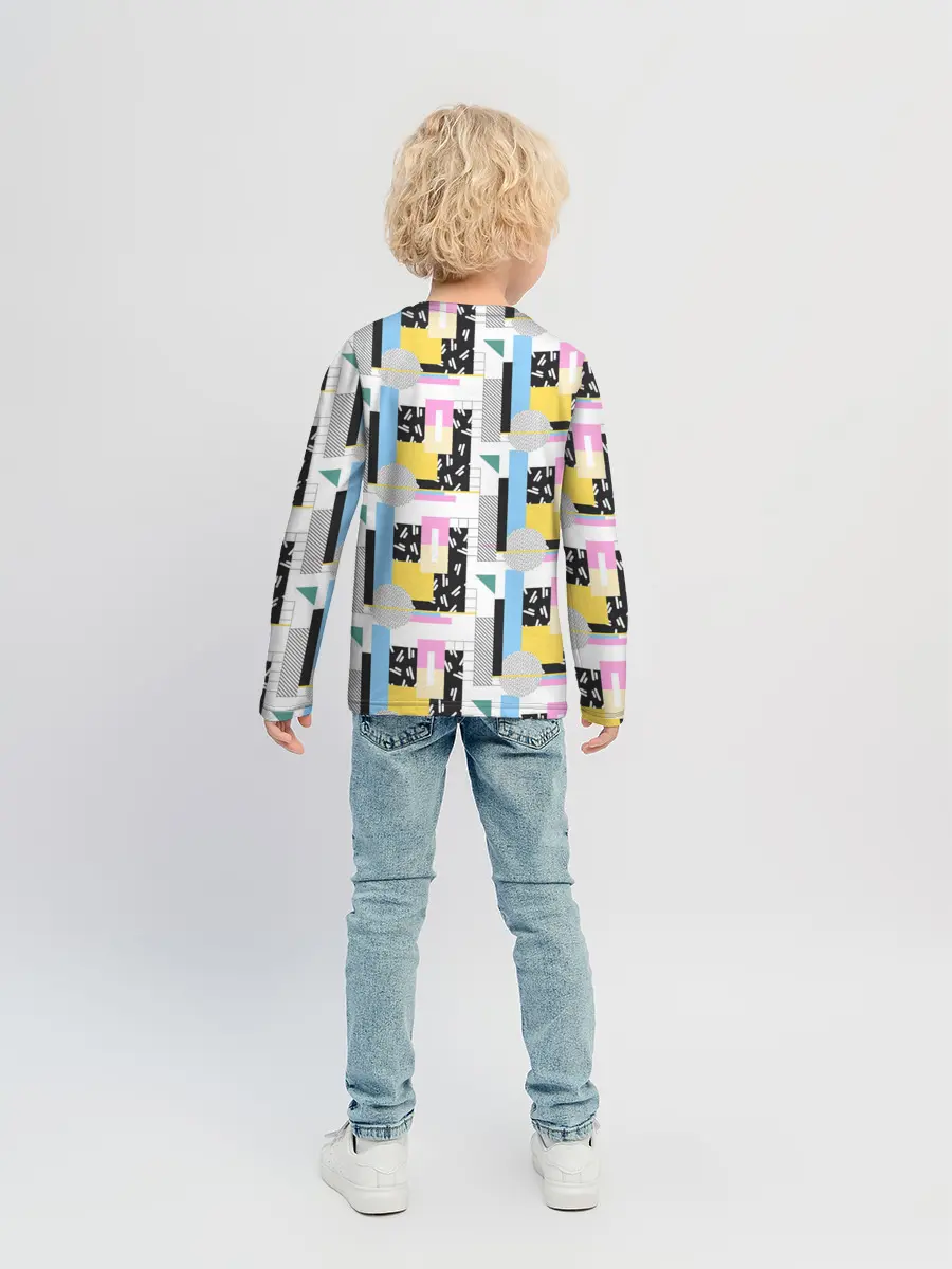 Детский лонгслив / Memphis style geometry