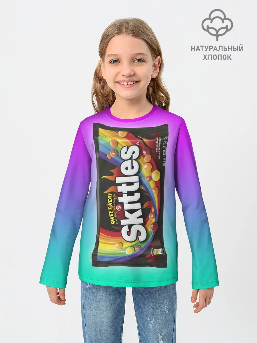 Детский лонгслив / Skittles | Черный