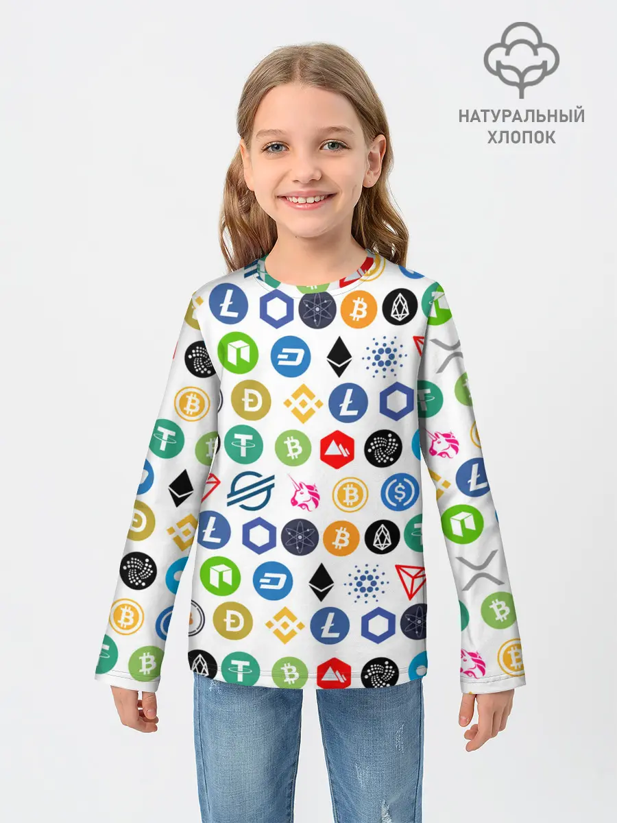 Детский лонгслив / BITCOIN PATTERN | БИТКОИН