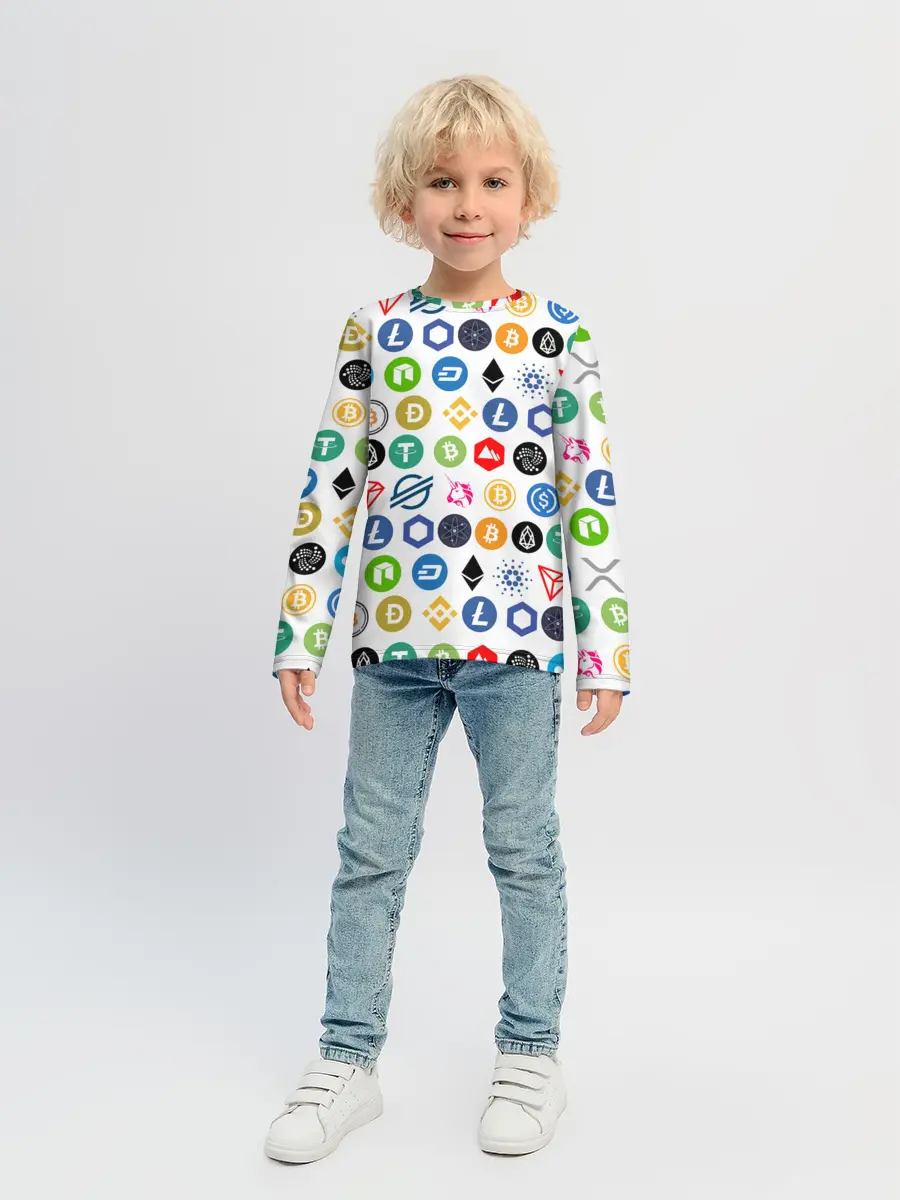Детский лонгслив / BITCOIN PATTERN | БИТКОИН