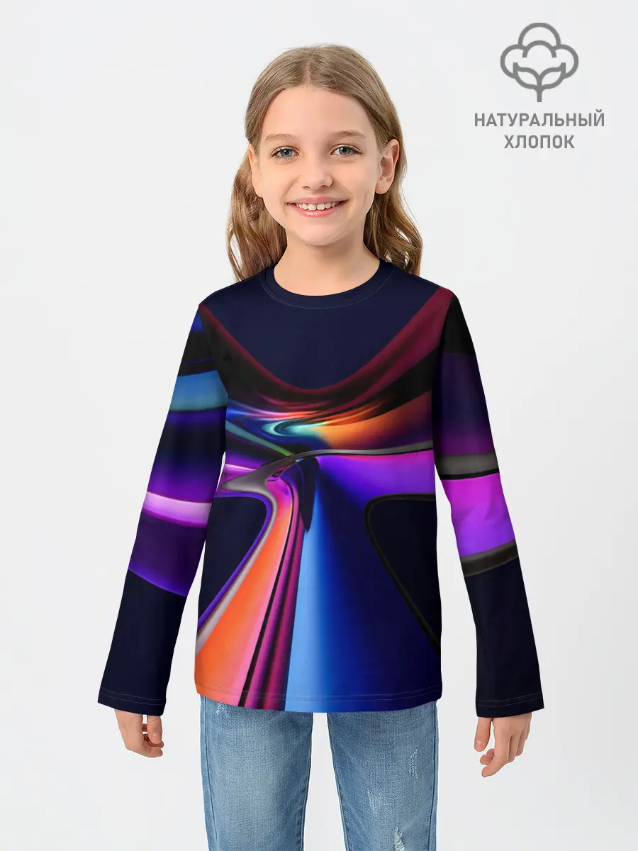 Детский лонгслив / Красочные светящиеся линии