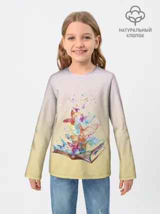 Детский лонгслив / бабочки из книги