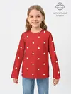 Детский лонгслив / Белый горошек на красном фоне