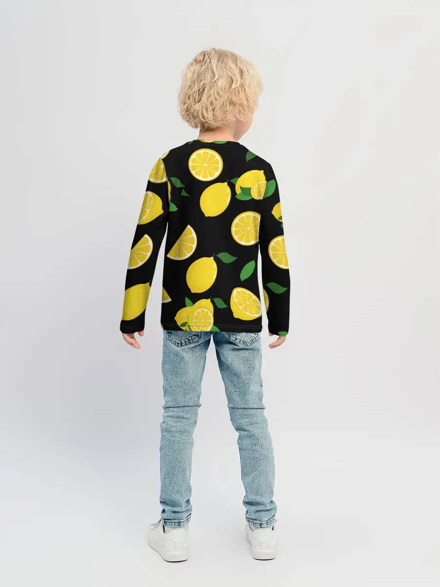 Детский лонгслив / Лимоны на чёрном