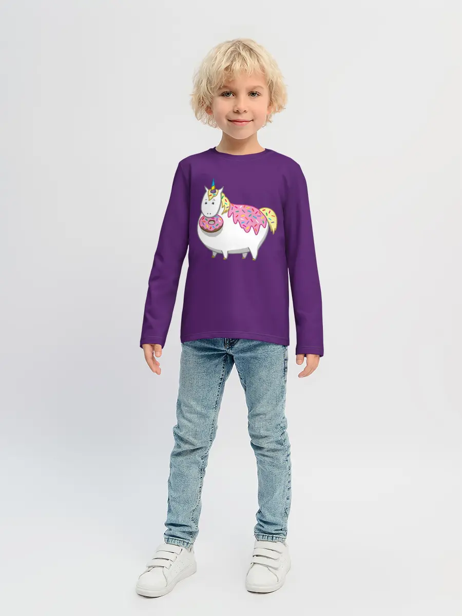 Детский лонгслив / Единорог | Пончик