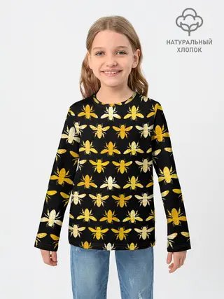 Детский лонгслив / Пчелиный Паттерн