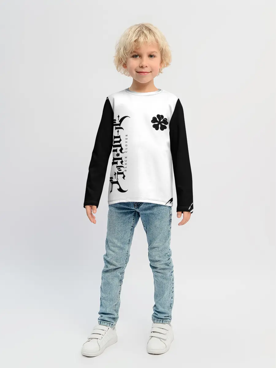 Детский лонгслив / черный клеывер аниме