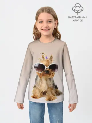 Детский лонгслив / собака в очках