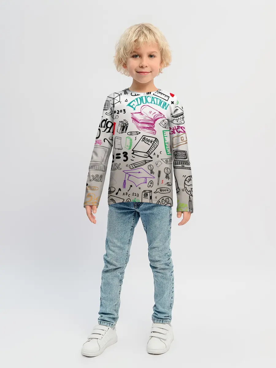 Детский лонгслив / учеба узор