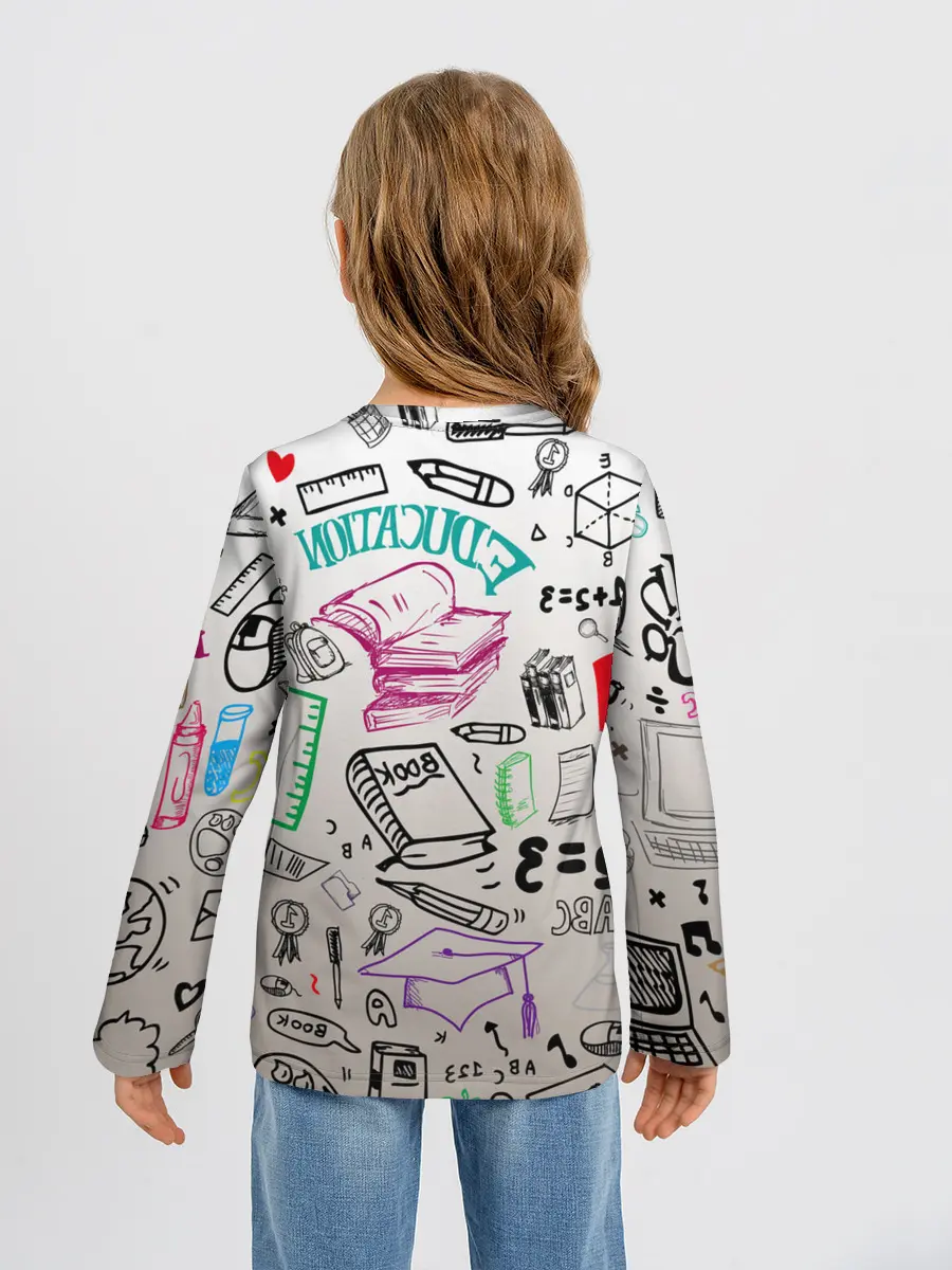 Детский лонгслив / учеба узор