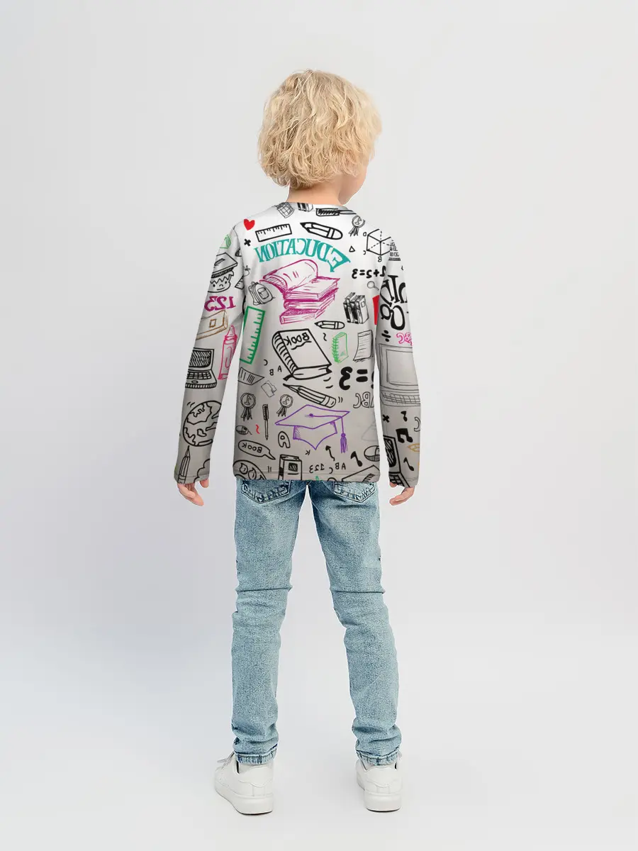 Детский лонгслив / учеба узор