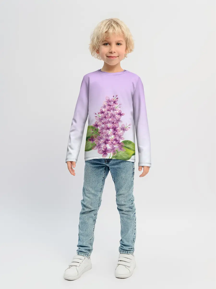 Детский лонгслив / акварельная сирень