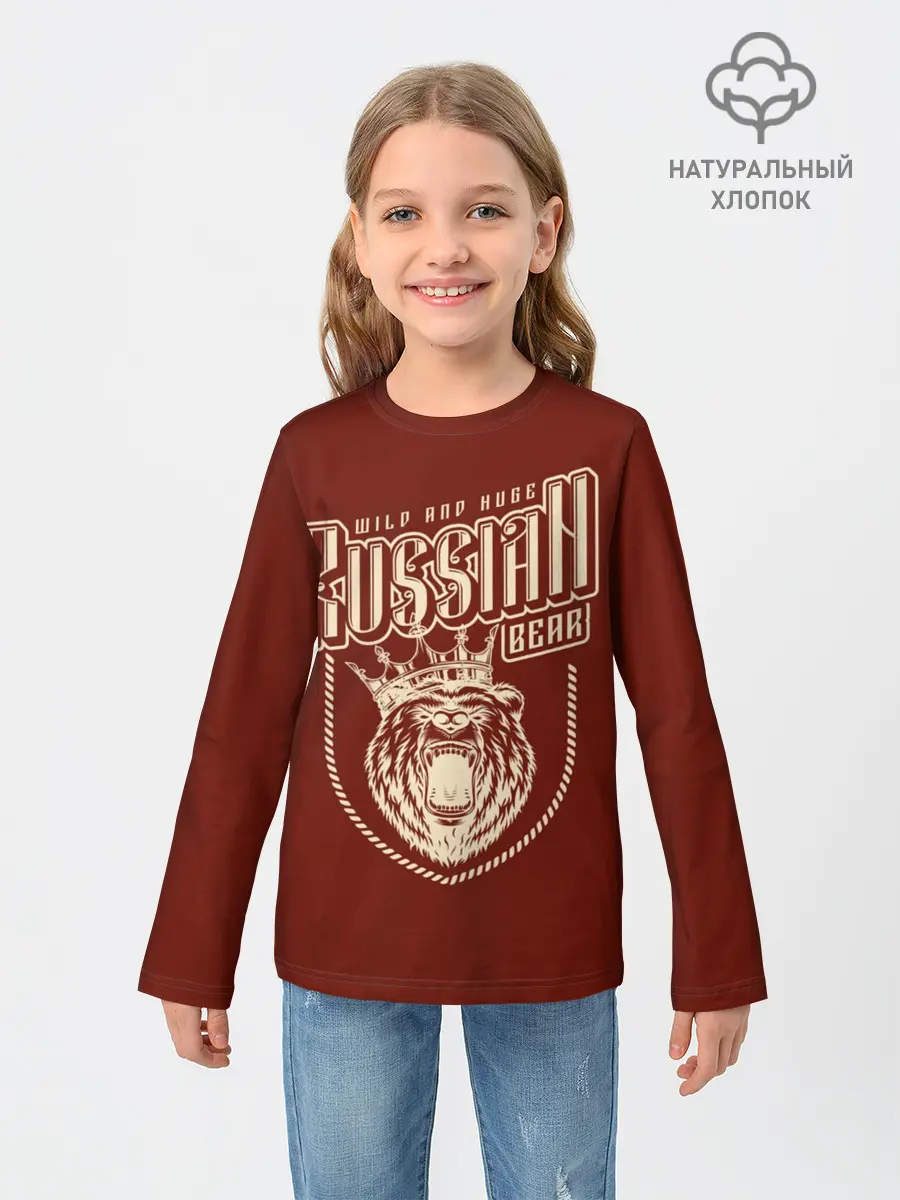 Детский лонгслив / Русский медведь в короне