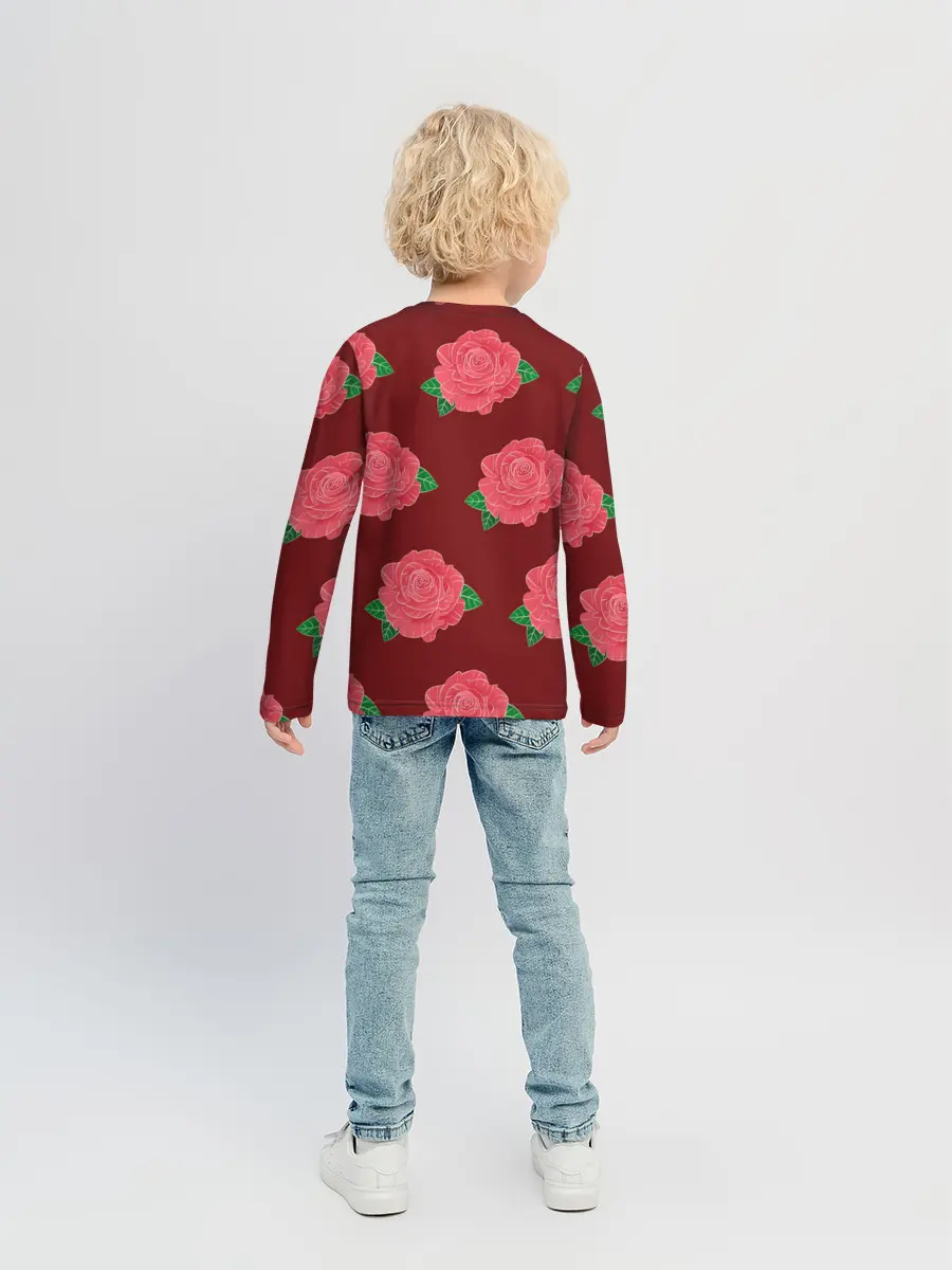 Детский лонгслив / Розы на красном