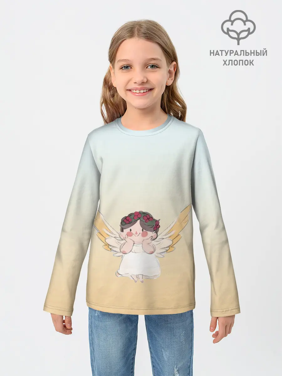 Детский лонгслив / акварельный ангелок