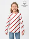 Детский лонгслив / Полосы красные на белом