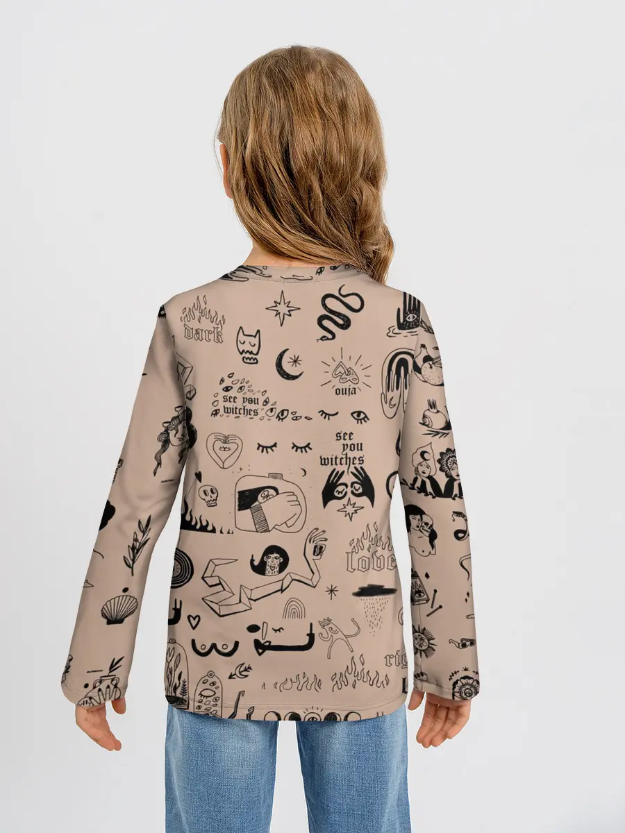 Детский лонгслив / принт в стиле тату