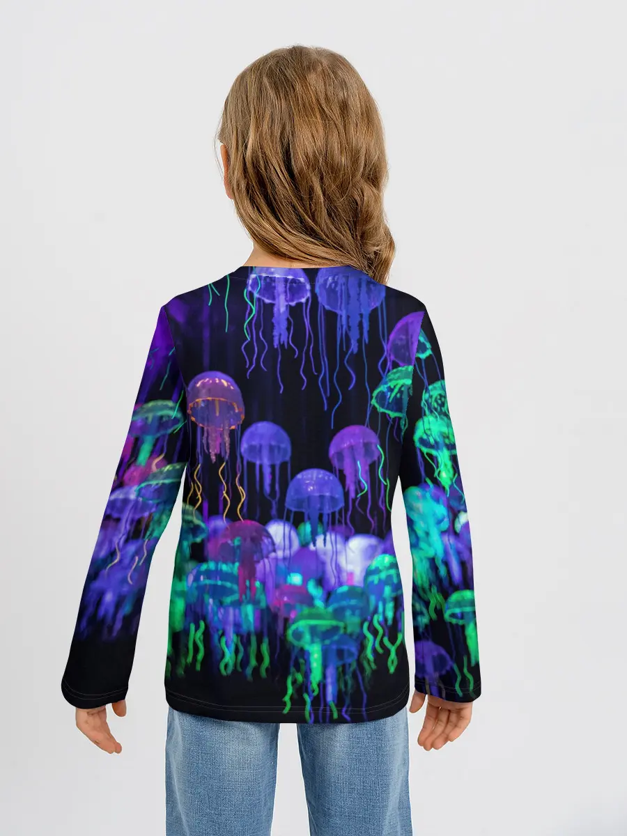 Детский лонгслив / Неоновые медузы