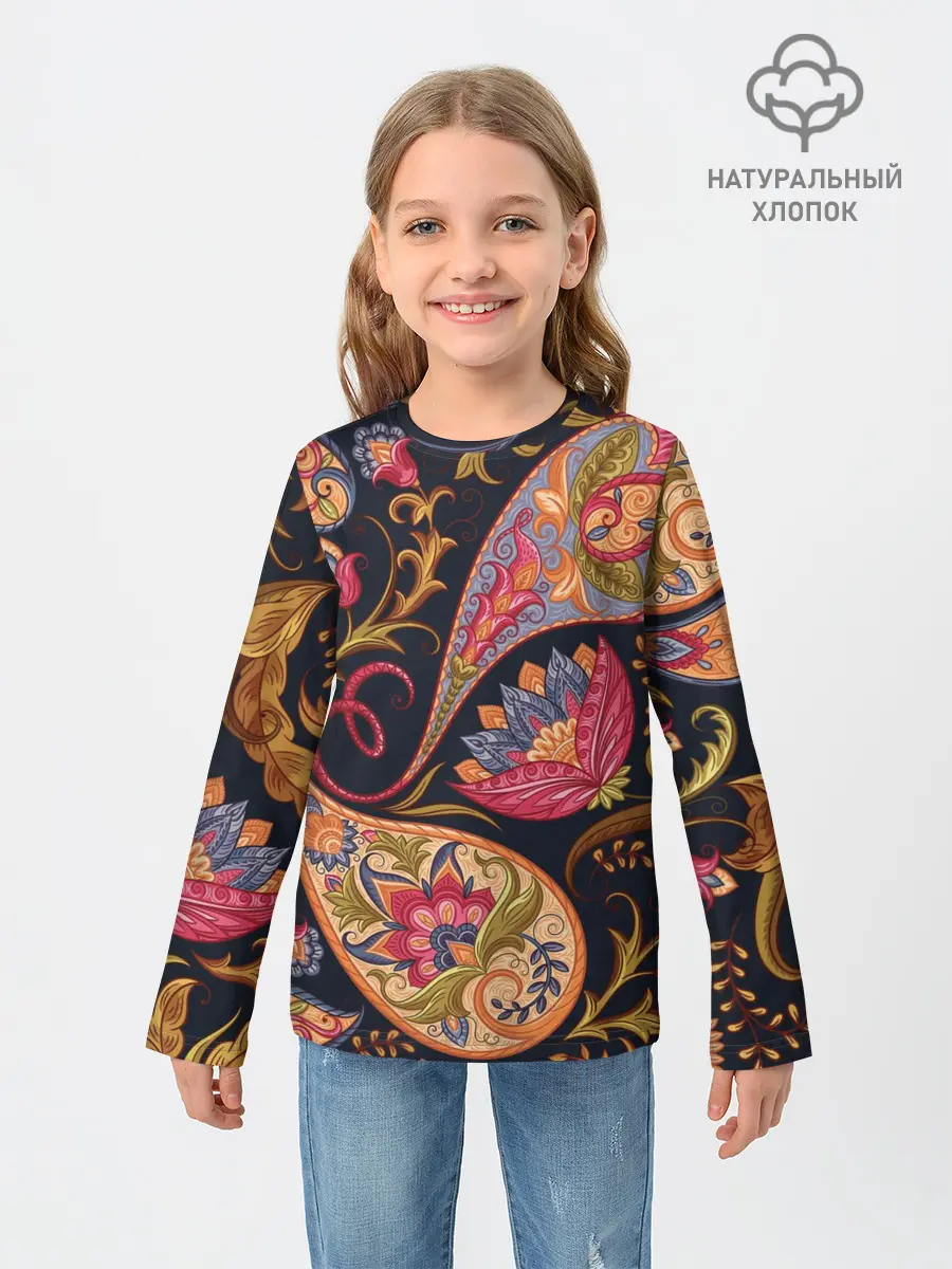 Детский лонгслив / РОСПИСЬ ЦВЕТАМИ