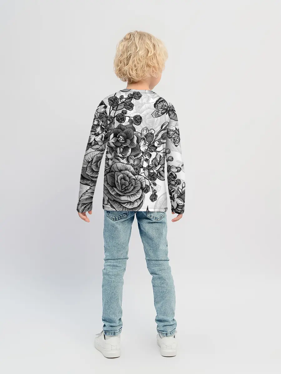 Детский лонгслив / РОЗЫ | ROSES | БАБОЧКИ