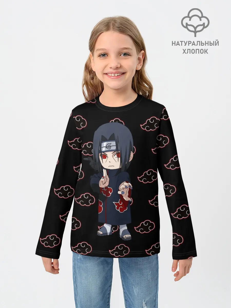 Детский лонгслив / Итачи на фоне Акацуки