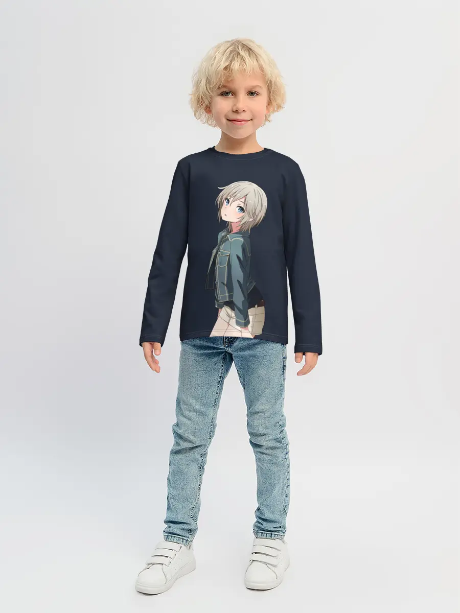 Детский лонгслив / Аниме Тян в джинсовке