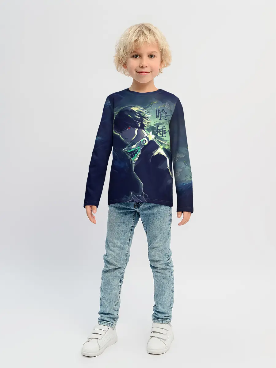 Детский лонгслив / Зеленая маска Канеки Кен