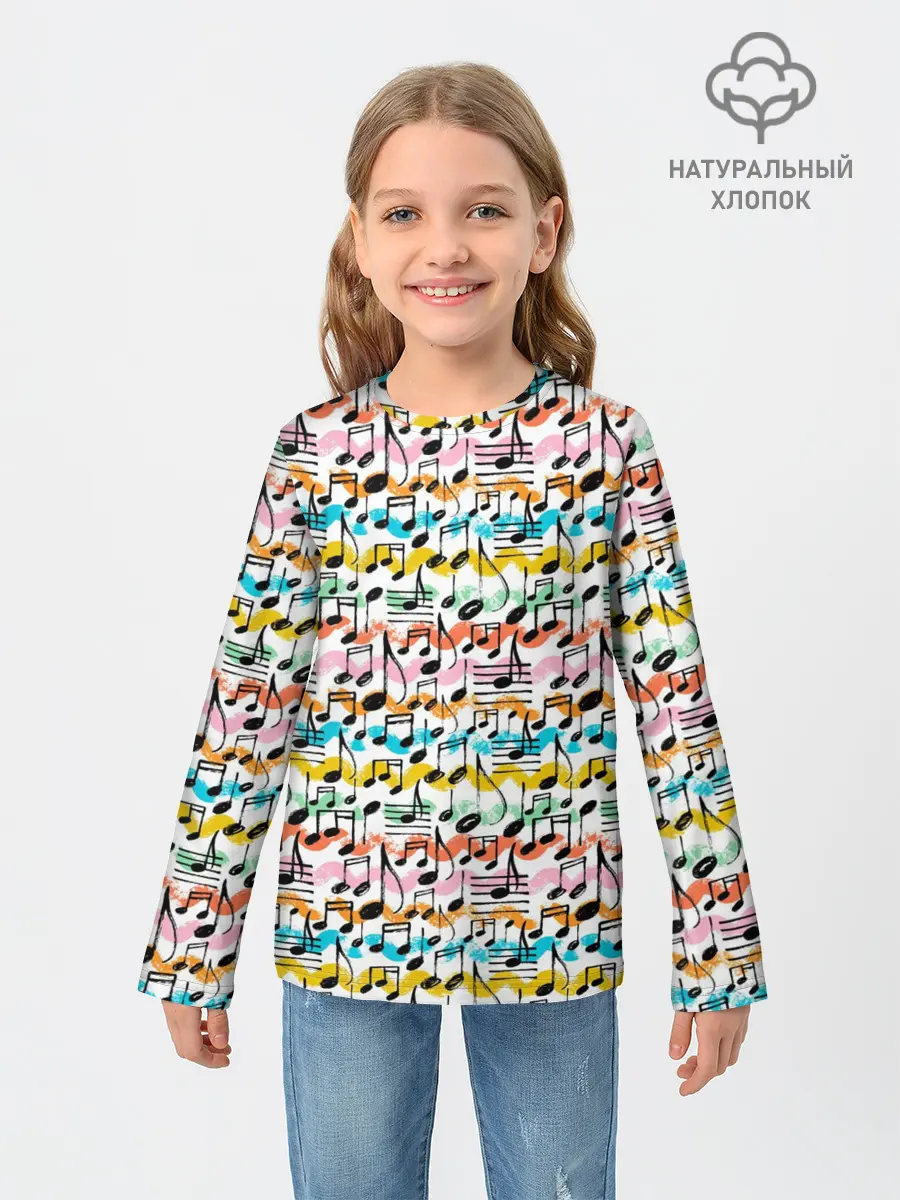Детский лонгслив / Музыкальные Ноты