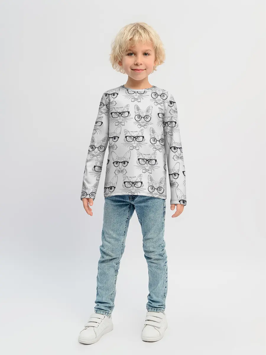 Детский лонгслив / Кошки в очках