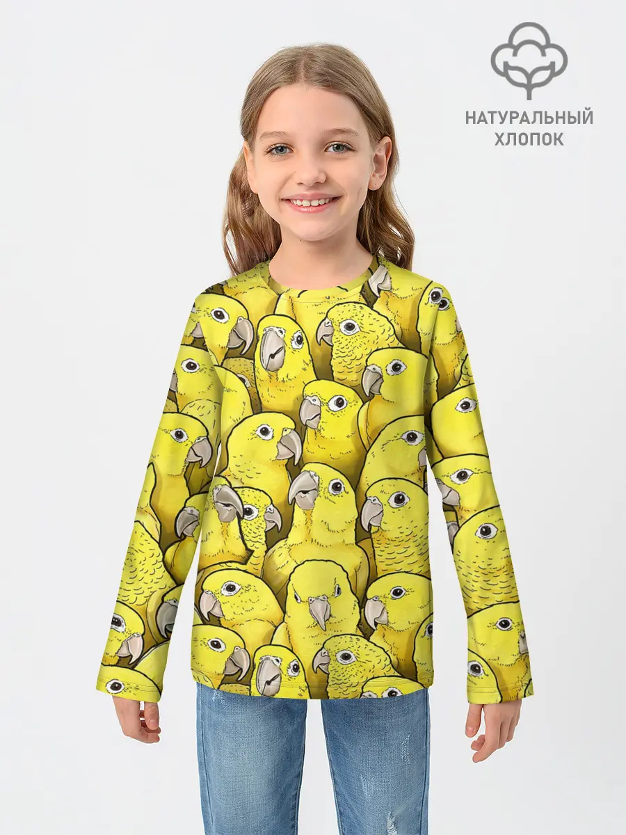 Детский лонгслив / Попугаи