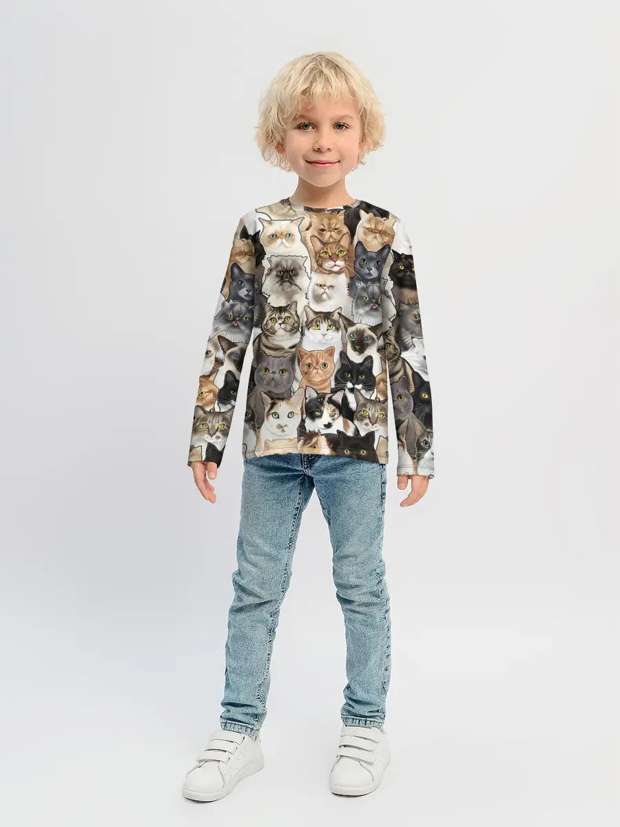 Детский лонгслив / Котики смешные