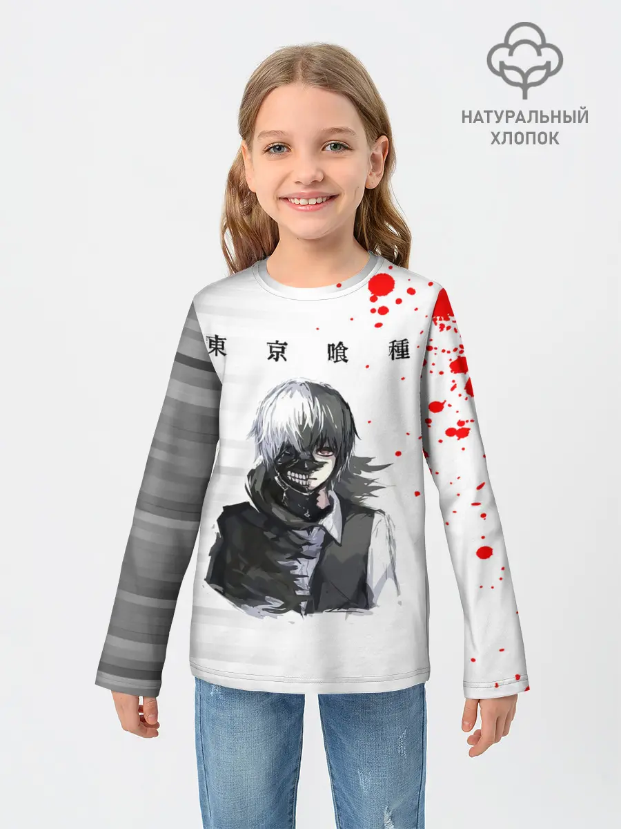 Детский лонгслив / Kaneki Ken красные капли
