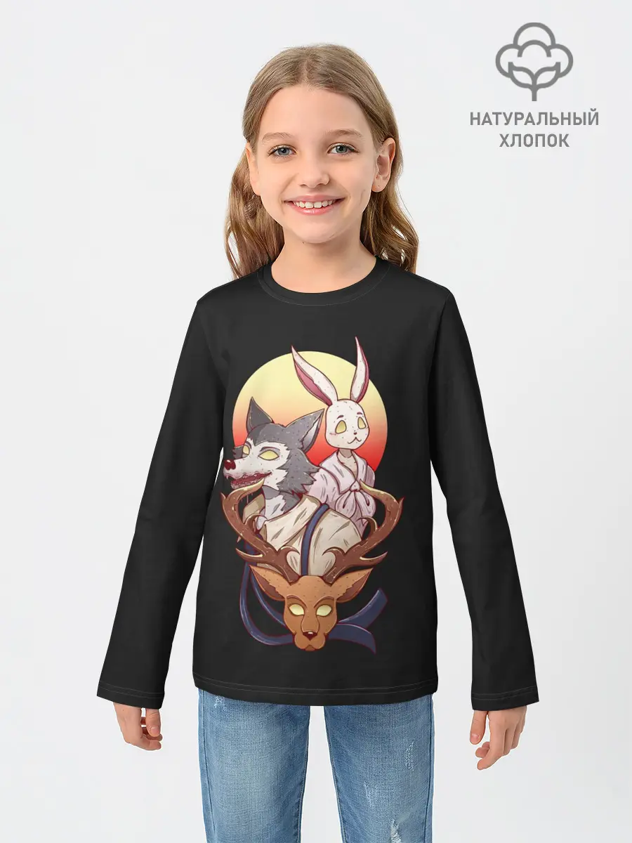 Детский лонгслив / Олень, волк и заяц