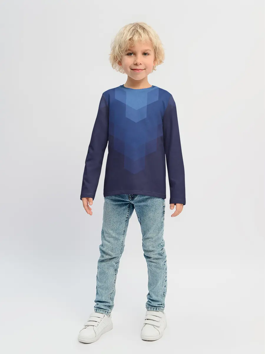 Детский лонгслив / Сине-черная Геометрия Линий