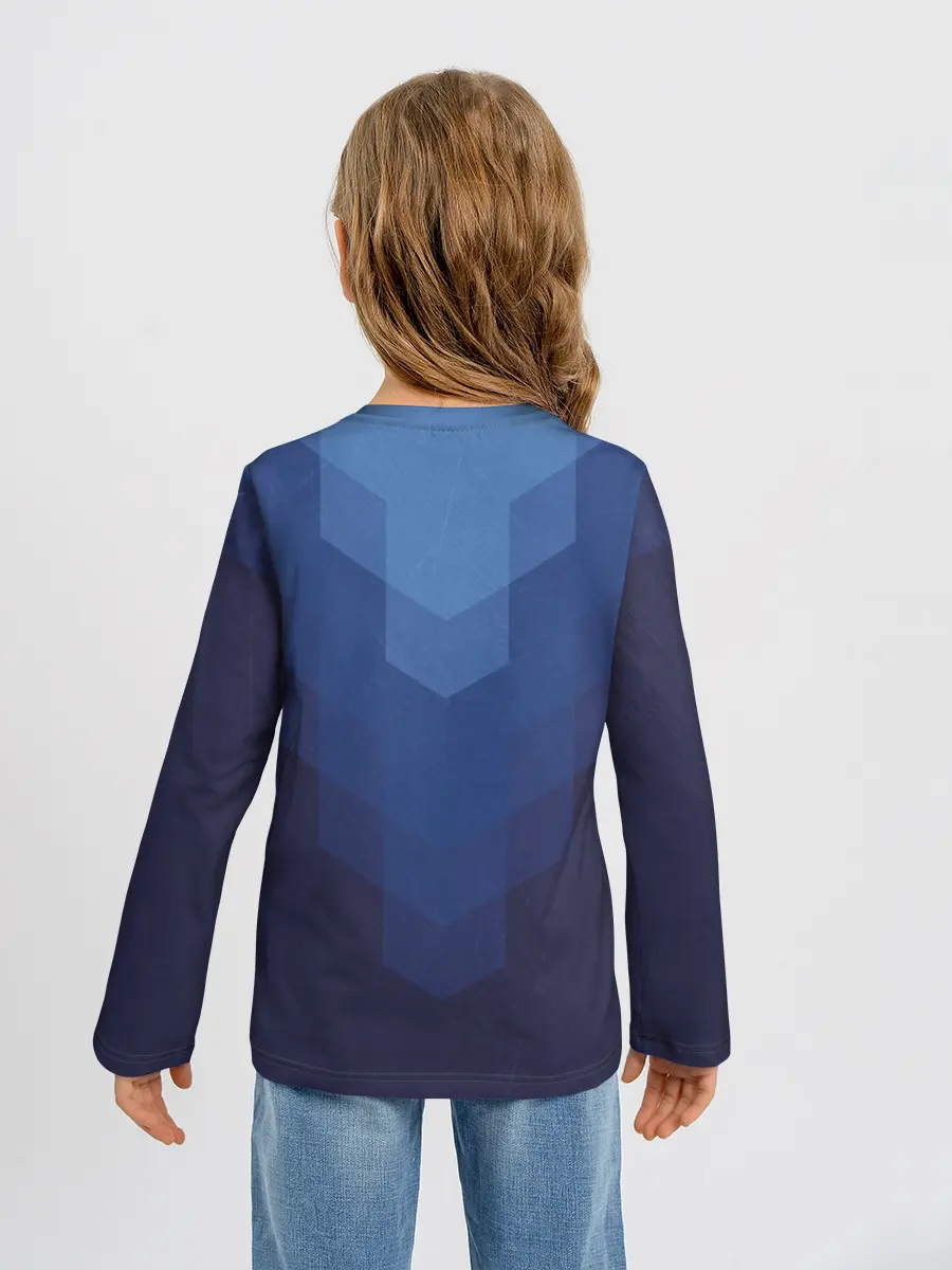 Детский лонгслив / Сине-черная Геометрия Линий