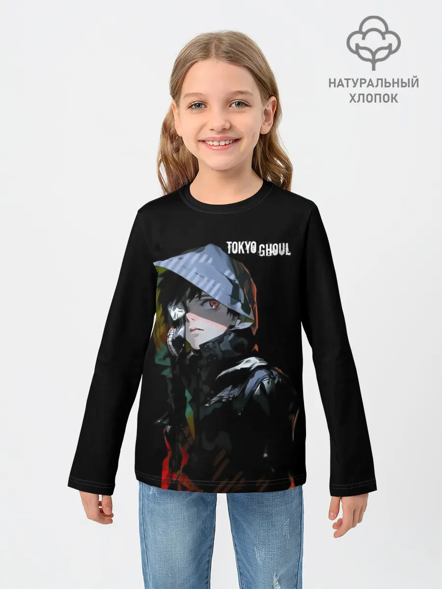 Детский лонгслив / Канеки Кен с капюшоном