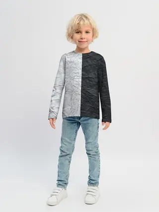 Детский лонгслив / Мятая Черно-Белая Бумага