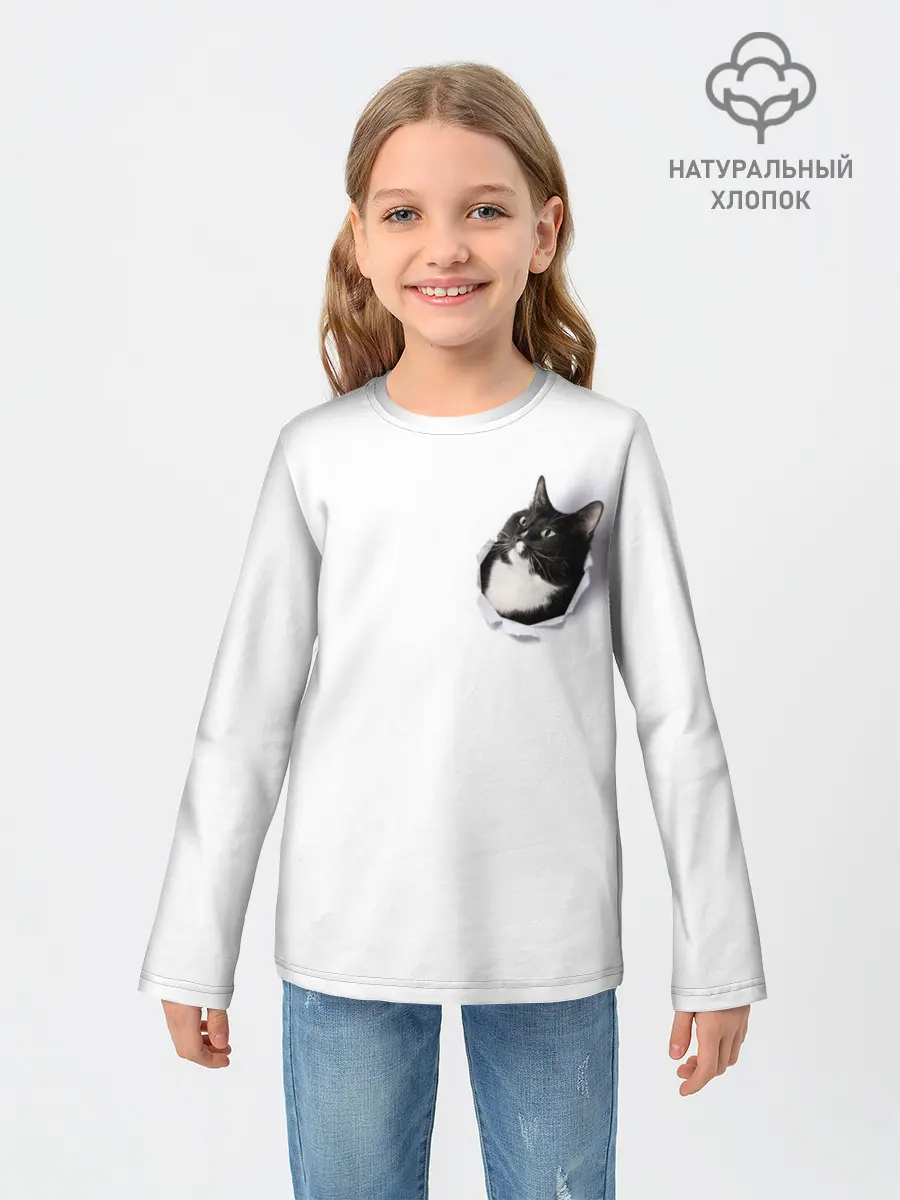Детский лонгслив / КОТ В СЕРДЦЕ