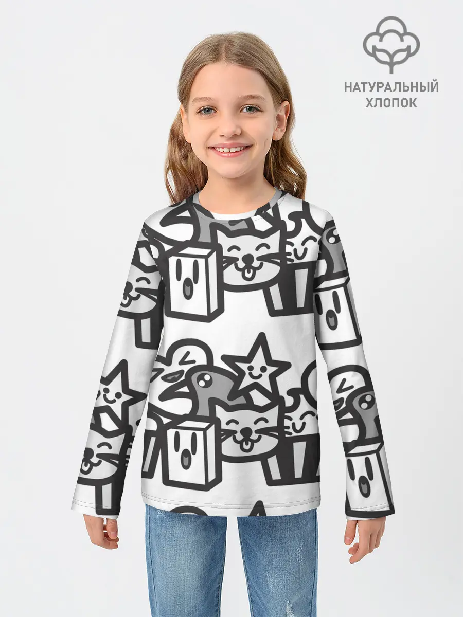 Детский лонгслив / Чёрно-белые дудлы