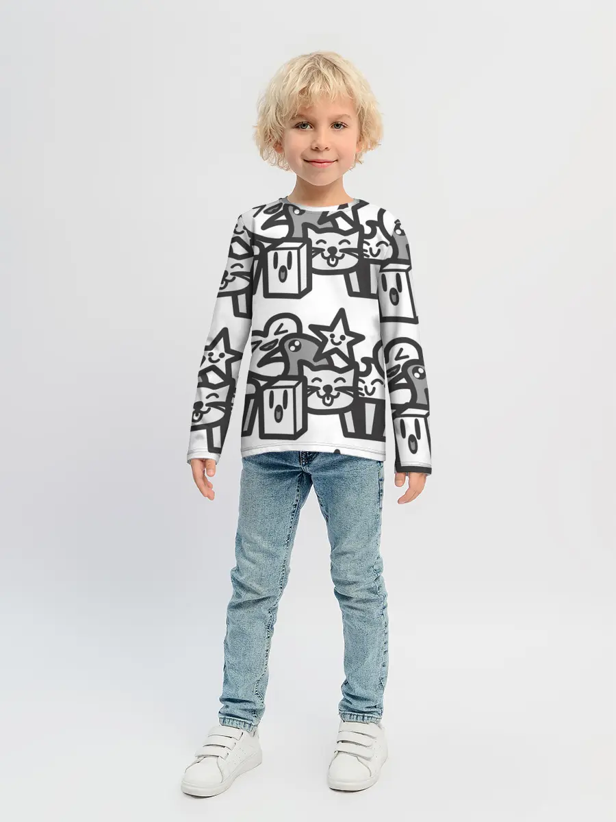 Детский лонгслив / Чёрно-белые дудлы