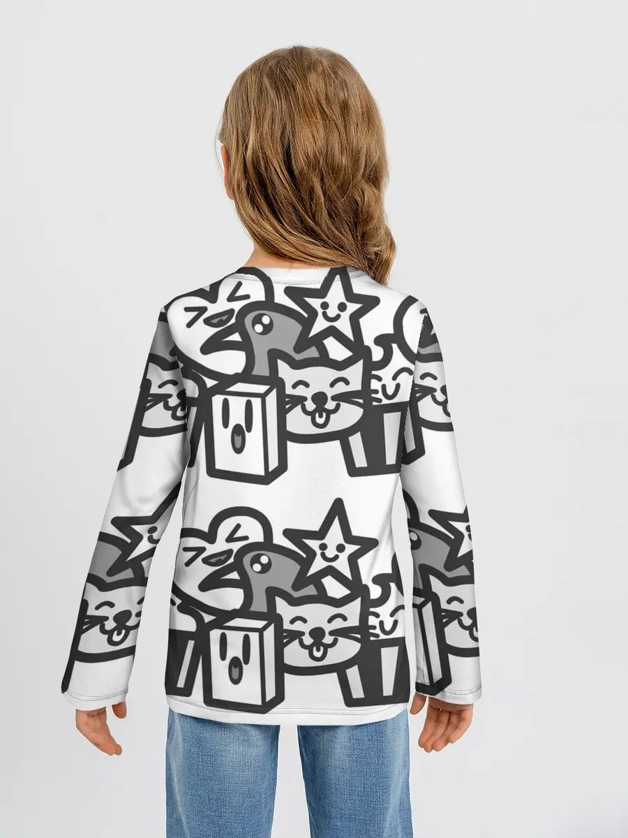 Детский лонгслив / Чёрно-белые дудлы